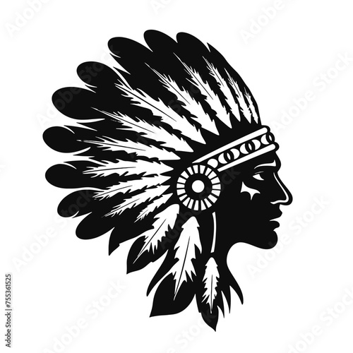 Indian Chief Mascot Head Graphic