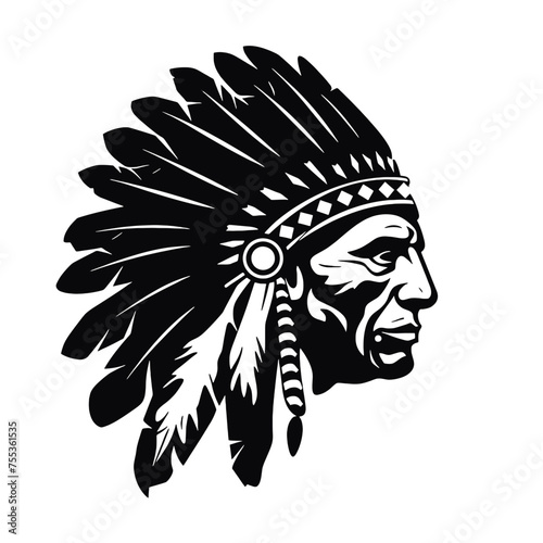 Indian Chief Mascot Head Graphic