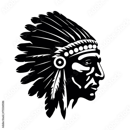 Indian Chief Mascot Head Graphic