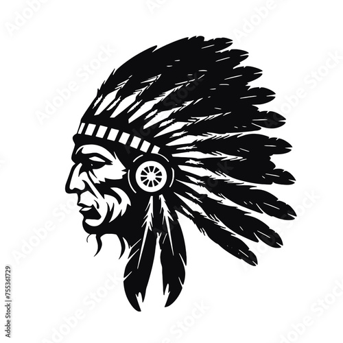 Indian Chief Mascot Head Graphic