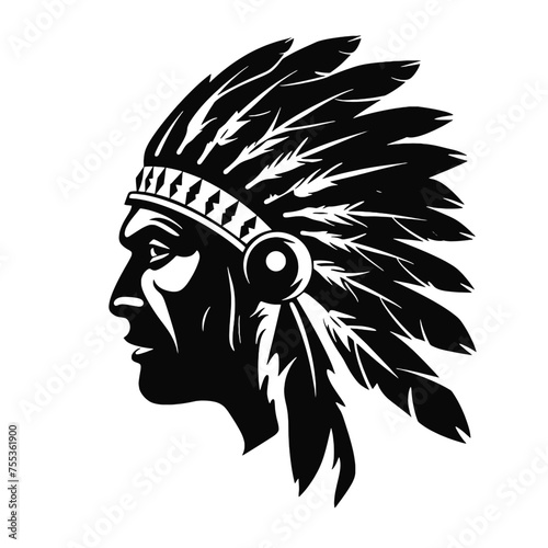 Indian Chief Mascot Head Graphic