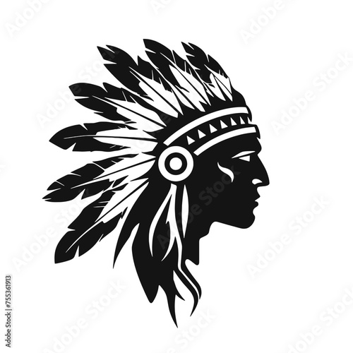 Indian Chief Mascot Head Graphic