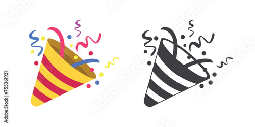 Confetti Party Popper icon vector, logo illustration isolated on white