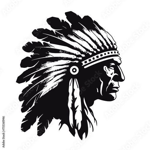 Indian Chief Mascot Head Graphic