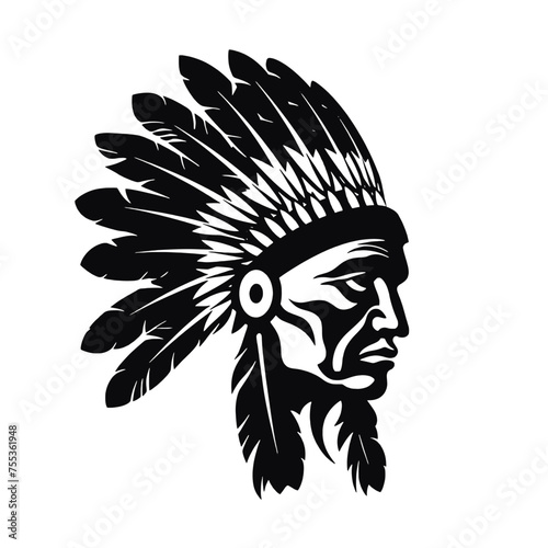 Indian Chief Mascot Head Graphic