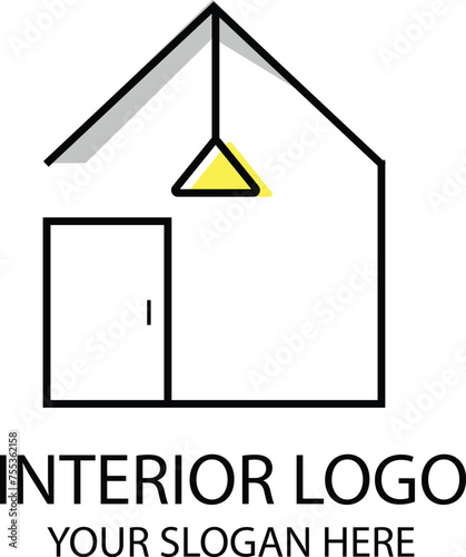 Simple minimalist and modern chair furniture interior logo design flat vector graphics