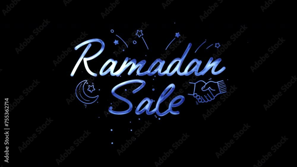 Blue Color Ramadan Sale Text Animation Blue Color Ramadan Sale Text Animation
