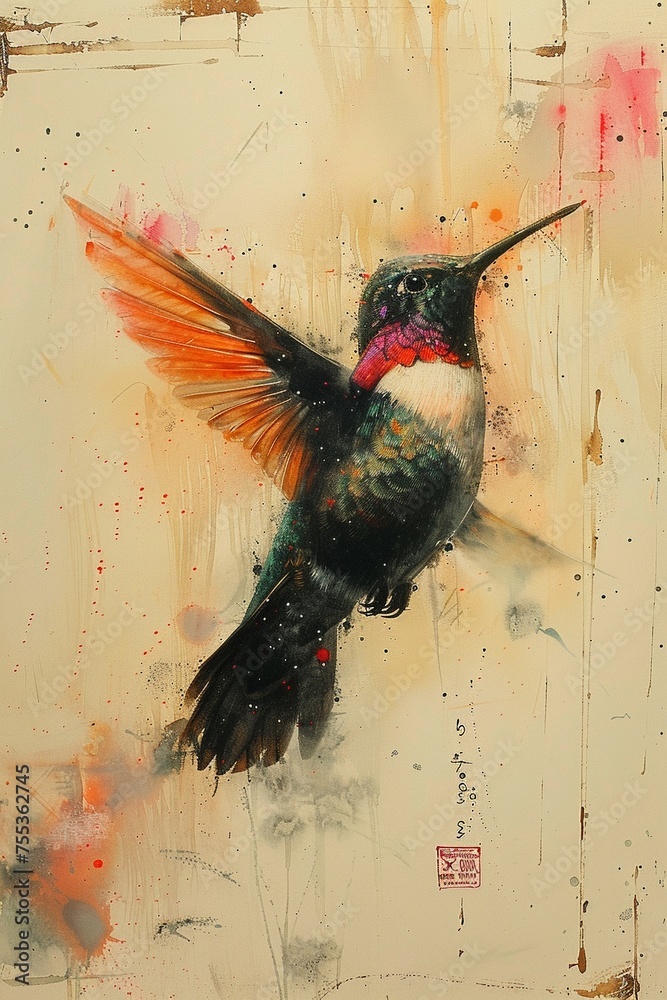Fototapeta premium A hummingbird in mid-flight