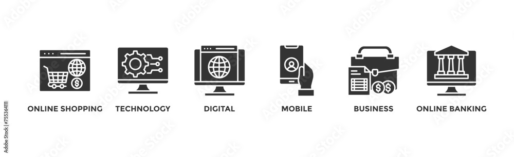 E-Payment banner web icon illustration concept of internet banking with icon of online shopping, technology, digital, mobile, business and online banking E-Payment banner web icon illustration concept of internet banking with icon of online shopping, technology, digital, mobile, business and online banking