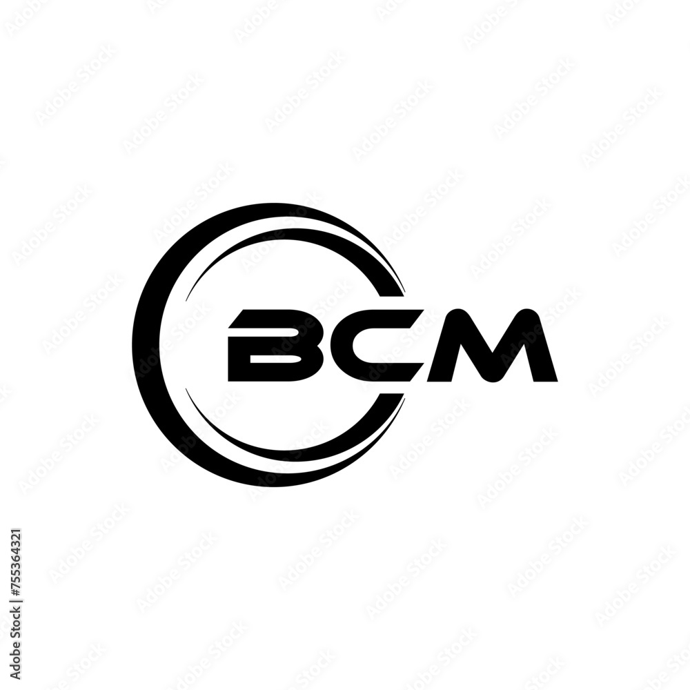 BCM letter logo design in illustration. Vector logo, calligraphy ...