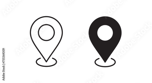 map pin point location icons Editable Stroke Pointer, Geolocation, Navigation, gps, direction, place, compass, contact, search concept icon. Flat style for graphic design, logo Isolated on white photo