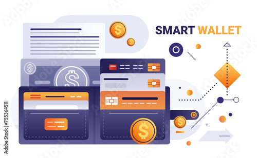 online banking smart wallet payment application fintech business investment concept horizontal