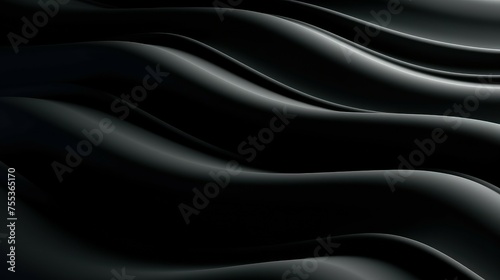 Abstract black background with smooth lines in it, 3d render