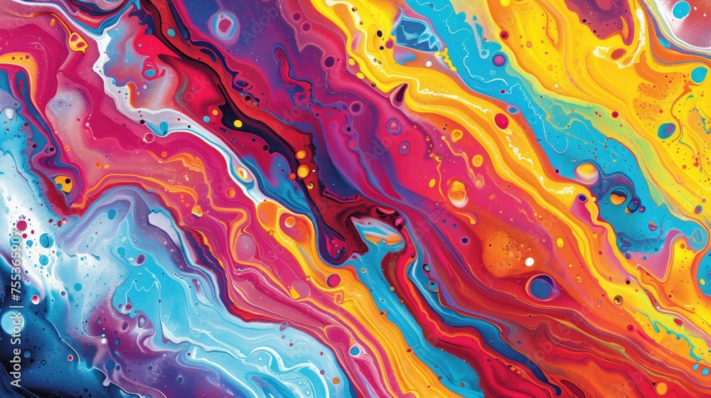 Psychedelic Fluidity, a fluid art painting, bursting with a psychedelic mix of vivid colors and swirling patterns that evoke a sense of artistic chaos and creativity