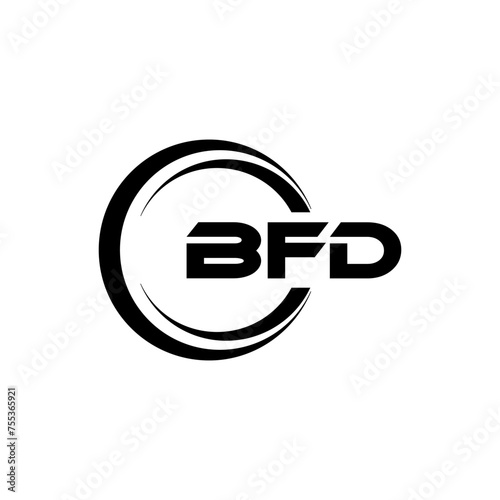 BFD letter logo design in illustration. Vector logo, calligraphy designs for logo, Poster, Invitation, etc.