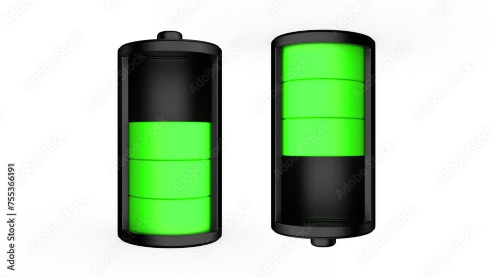 3d render Battery charging animation green energy 3d render Battery charging animation green energy