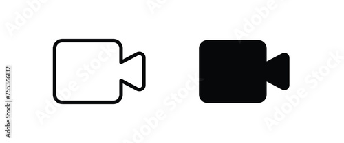 Video camera icon set. Cinema related, Film, Movie, Journalistic, news, media line icons set, editable stroke isolated on white, linear vector outline illustration, symbol logo design style