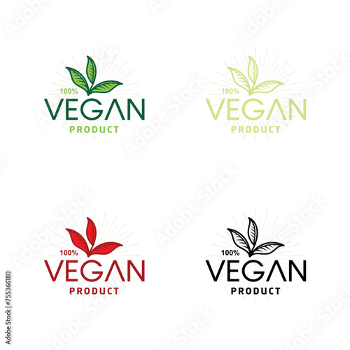 Vegan icon set vegan sign with leaves