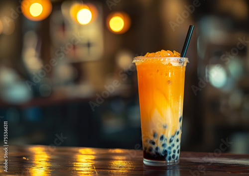 Bubble Tea, close-up side view, ultra realistic food photography
