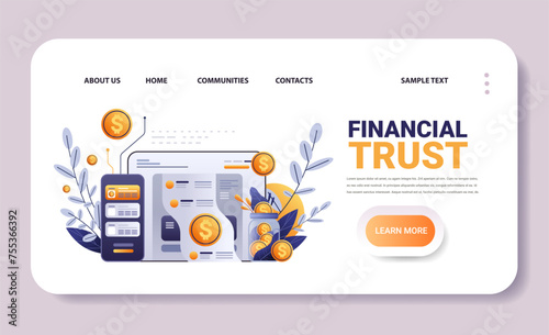 financial trust money protection security reliability stability growth fintech business investment concept horizontal copy space