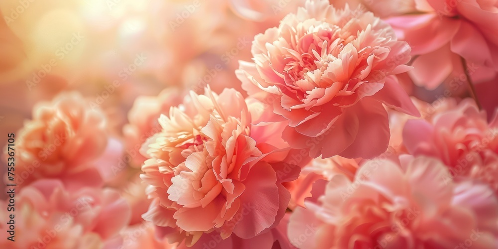 Peonies in full bloom, Warm atmosphere, Bright and rich color, gold coil style, Chinese New Year atmosphere, luxury, Grand scene