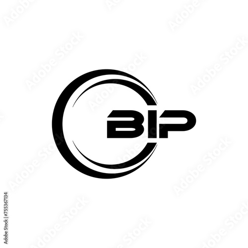 BIP letter logo design with white background in illustrator, cube logo, vector logo, modern alphabet font overlap style. Calligraphy designs for logo, Poster, Invitation, etc.