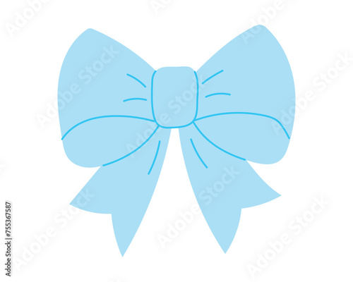Blue bow hand drawn illustration.
