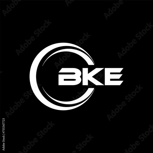 BKE letter logo design with black background in illustrator, cube logo, vector logo, modern alphabet font overlap style. calligraphy designs for logo, Poster, Invitation, etc. photo