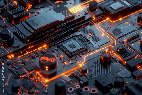 A 3D illustration of a lock integrating into a circuit board, symbolizing hardware security photo