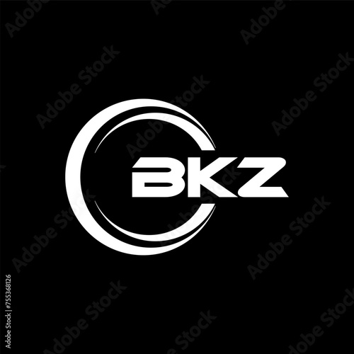 BKZ letter logo design with black background in illustrator, cube logo, vector logo, modern alphabet font overlap style. calligraphy designs for logo, Poster, Invitation, etc. photo