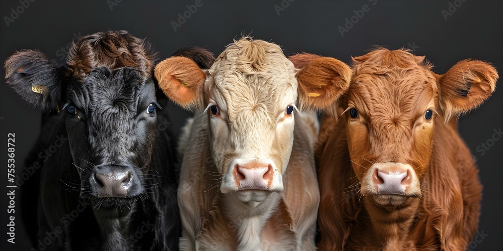 Detailed Cow Breeds Features and Characteristics Compared. Concept Holstein, Jersey, Angus, Hereford, Charolais Detailed Cow Breeds Features and Characteristics Compared. Concept Holstein, Jersey, Angus, Hereford, Charolais