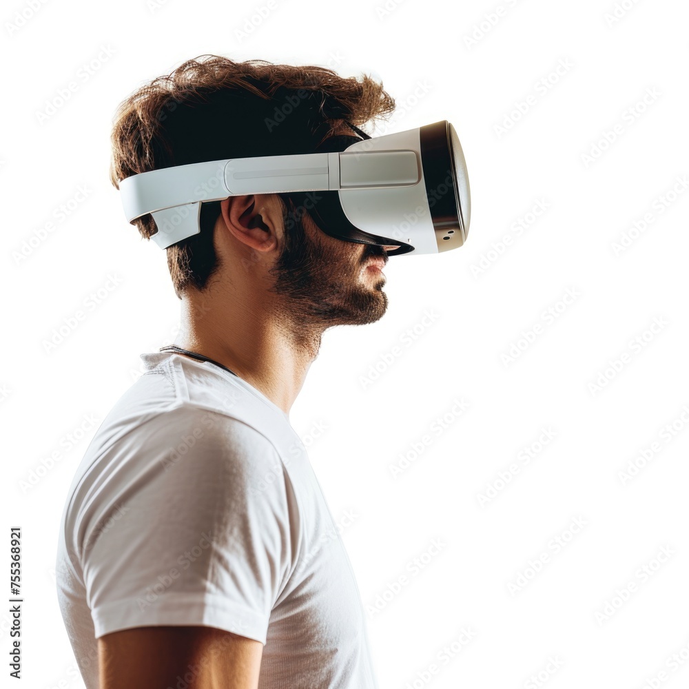 Man Wearing Virtual Reality Headset
