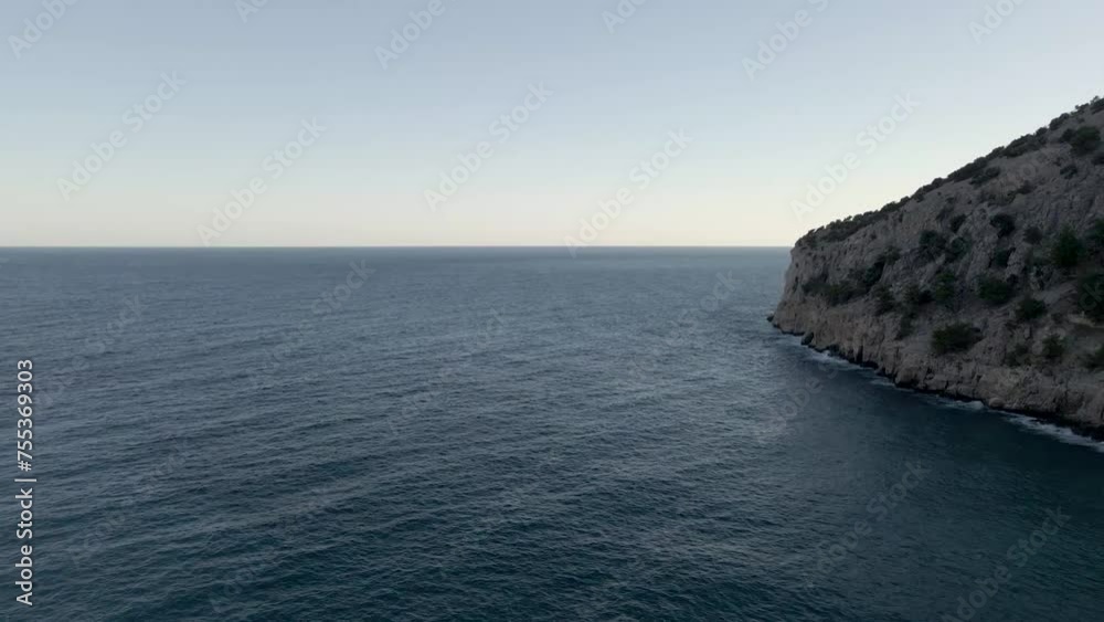 Serene Waterscape Of Aegean Sea On the Northern Coast Of Greece, Island Of Thassos. Aerial Wide Shot Serene Waterscape Of Aegean Sea On the Northern Coast Of Greece, Island Of Thassos. Aerial Wide Shot