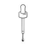 Pipette or glass eye dropper with liquid serum in vector outline illustration