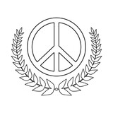 World peace concept with peace symbol and wreath in vector icon