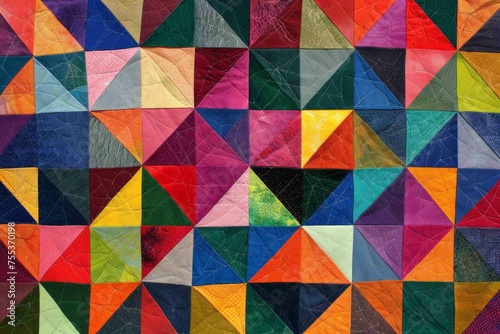 A tessellation of vibrant, multicolored polygons, creating a lively, quilt-like pattern photo