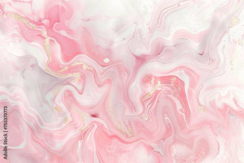 Soft pink and white liquid marbling on a light gray background, suggesting a gentle, soothing atmosphere