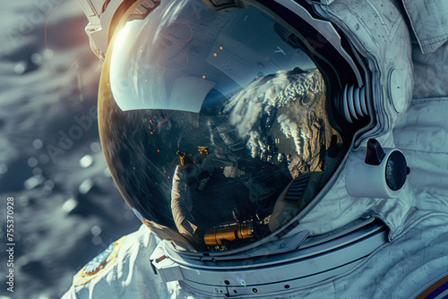 Incorporate reflections from the surface of the astronauts' helmets as they work 