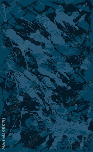 Blue grunge style background. Vector texture of paint, streaks, blotches
