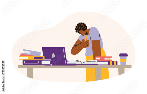 Dedicated student studying vector illustration