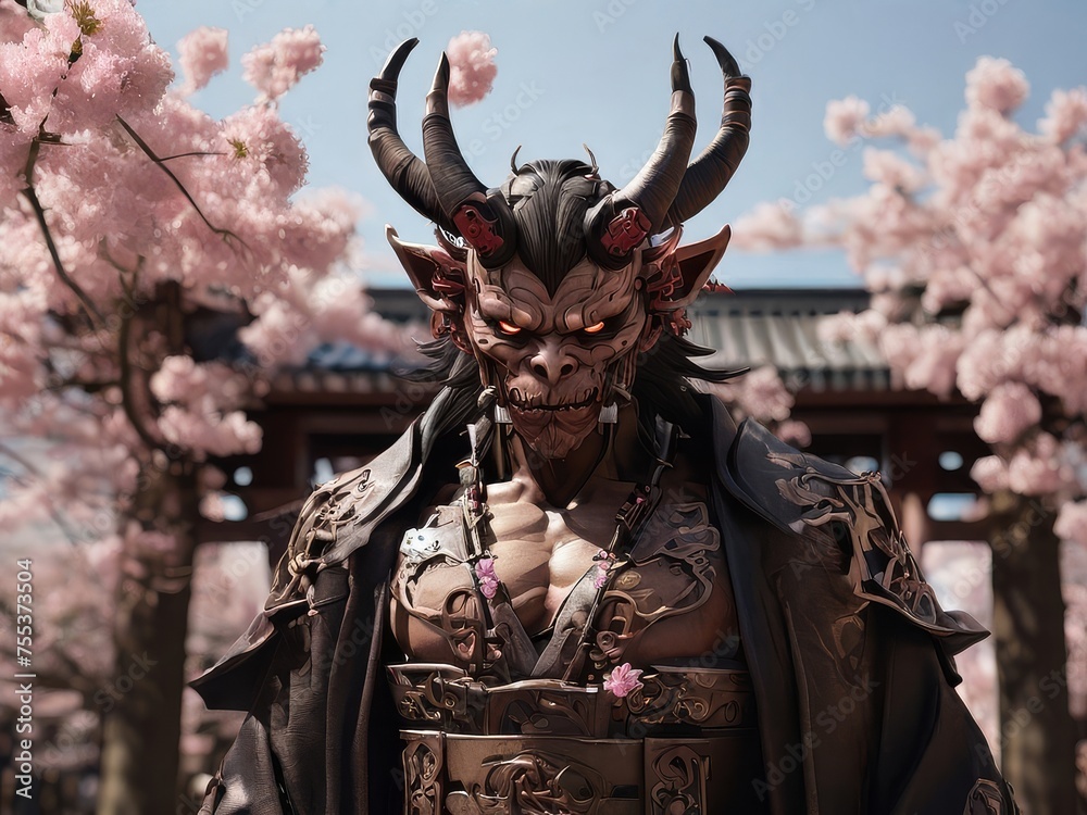 A human shaped Japanese demon stands looking at the camera HD Wallpapers A human shaped Japanese demon stands looking at the camera HD Wallpapers