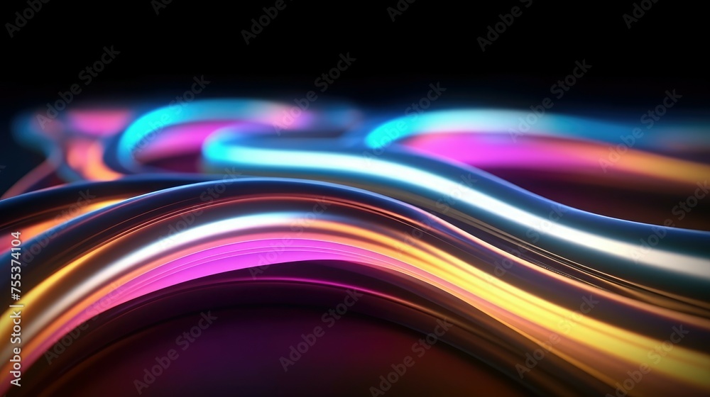 Fototapeta premium Abstract fractal background with neon lights. 3d render illustration