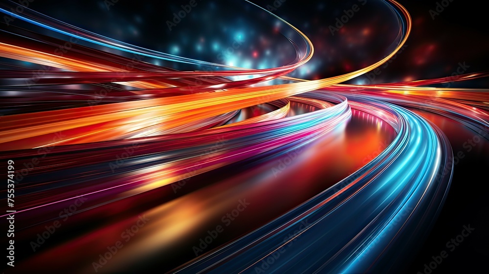 3D rendering of an abstract background with neon lights and waves 3D rendering of an abstract background with neon lights and waves