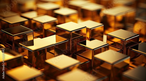 Abstract background of gold cubes