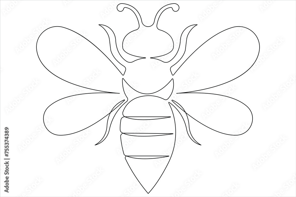 Simple illustration of honey bee shape continuous one line art bee outline vector
Simple illustration of honey bee shape continuous one line art bee outline vector