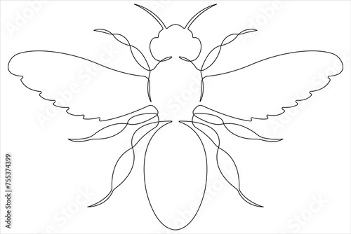 Simple illustration of honey bee shape continuous one line art bee outline vector 
