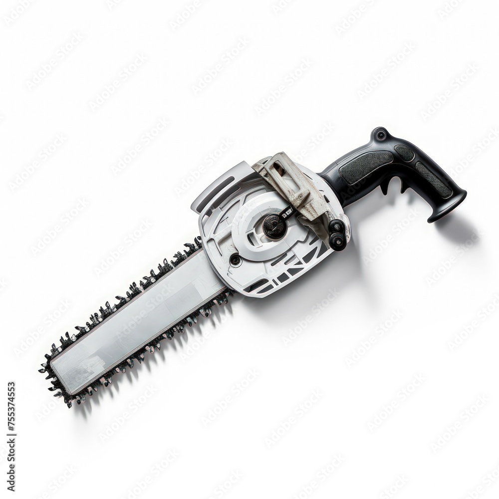 Obraz premium Electric chain saw on a white background