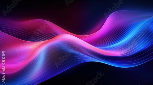 Abstract colorful smoke waves on black background, 3d render illustration