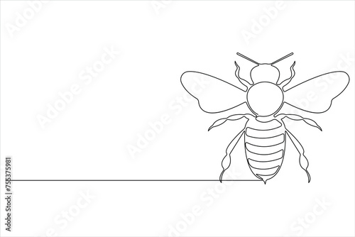 Simple illustration of honey bee shape continuous one line art bee outline vector 
