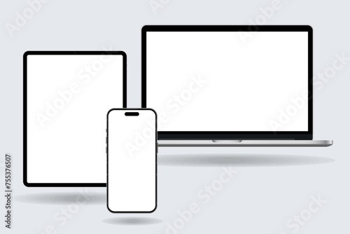 Devices template, Useful electronic mockup, Blank electronic mock, Notebook shape, Smartphone outline